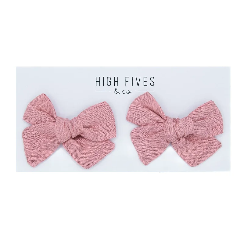 Linen Bow Clips - Piggy Set