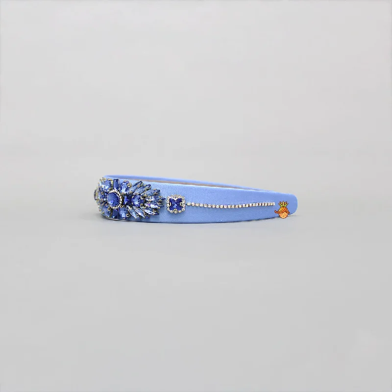 Blue Artificial Stones Embellished Hairband