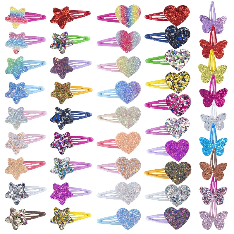 Wholesale Stars Sequin Heart Candy Color Hair Clips