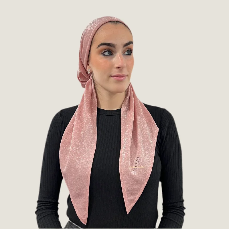 Pink Shimmer Pre-Tied Scarf