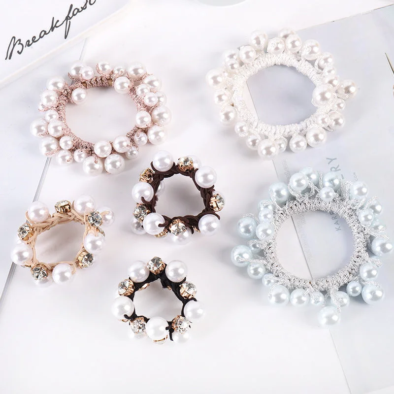 Wholesale Rhinestone Hair Pearl Scrunchies