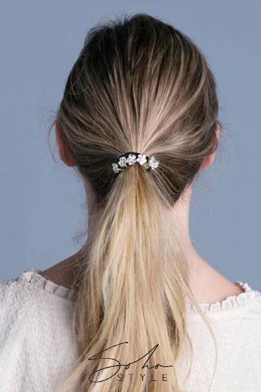 Dainty Crystal Flower Ponytail Holder