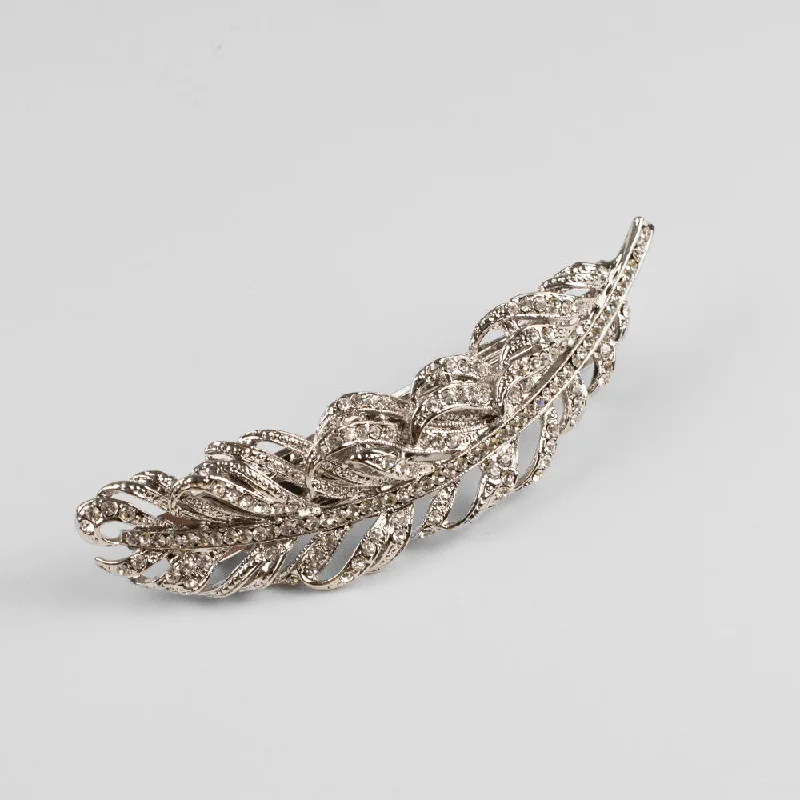 Crystal Feather Hair Barrette Clip