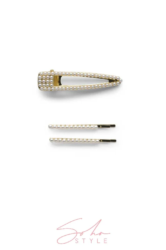 Pearl Clip and Bobbi Pins Set