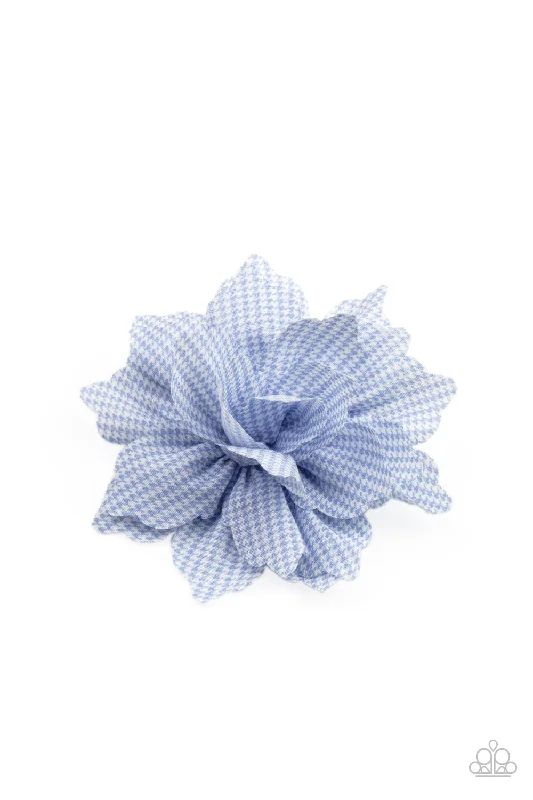 Plaid Prairies Blue Hair Clip - Paparazzi Accessories