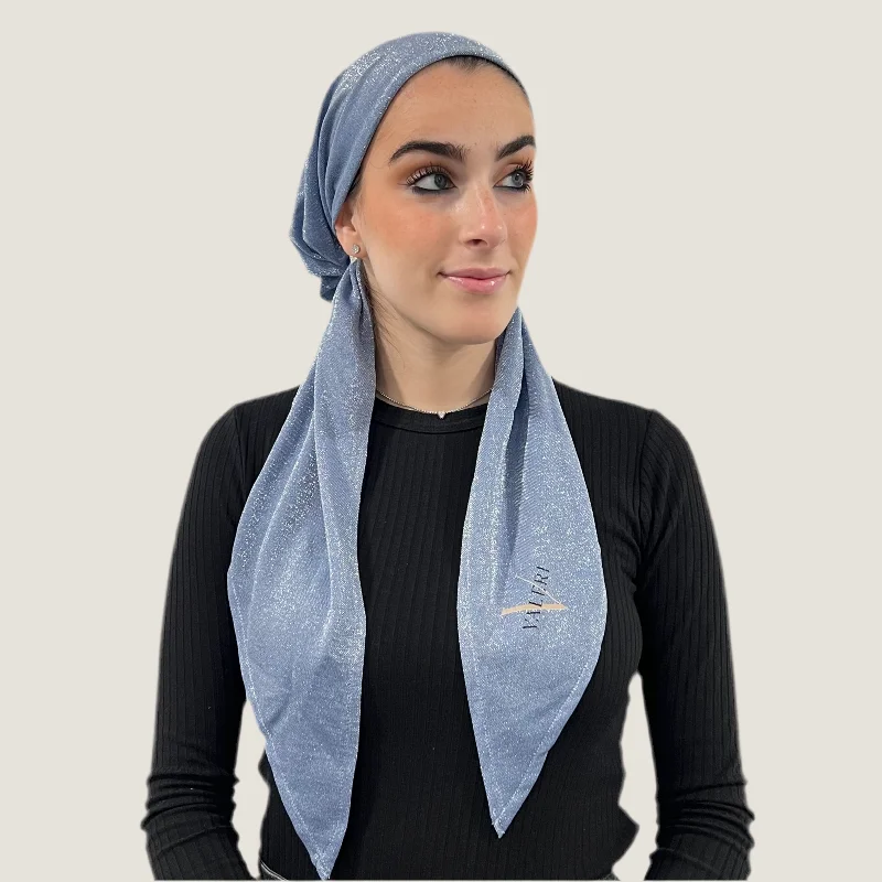 Light Blue Shimmer Pre-Tied Scarf