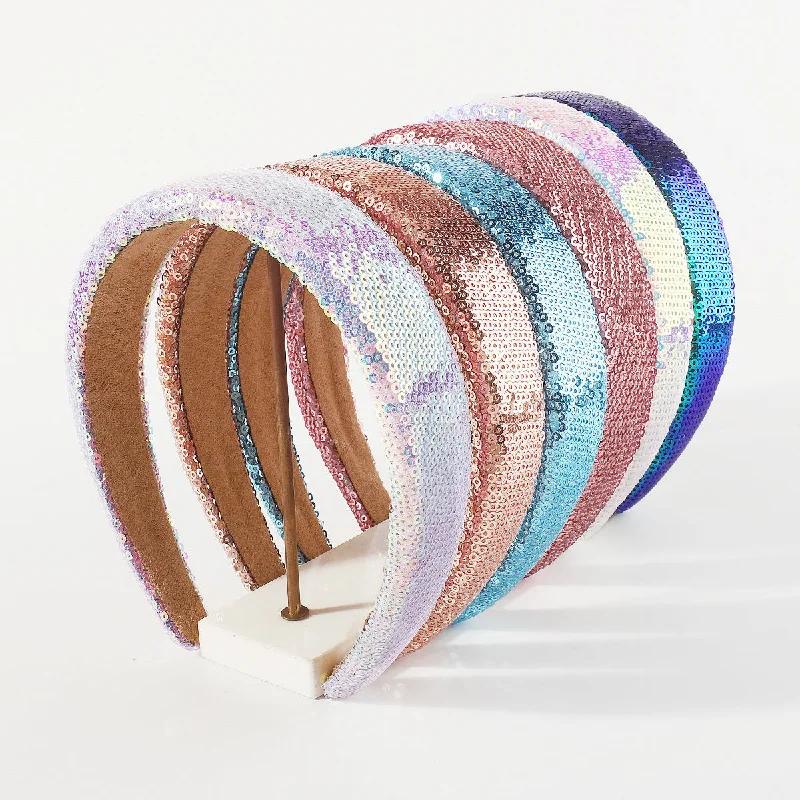 Wholesale Colorful Pearlescent Sequins Simple Fashion Wide Brim Headband