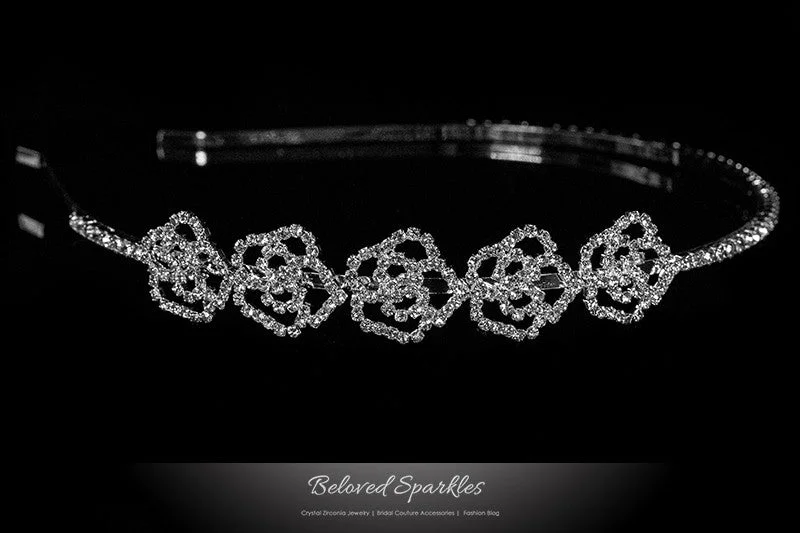 Loraine Petite Rose Rinestone Cluster Headband | Rhinestone