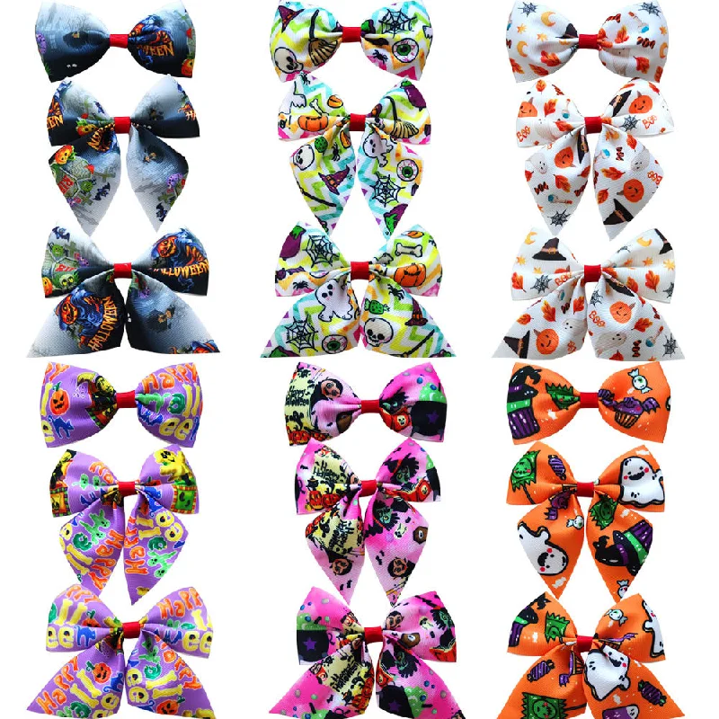 Wholesale Halloween 3-piece Set Printed Girl's Bow Hairpin