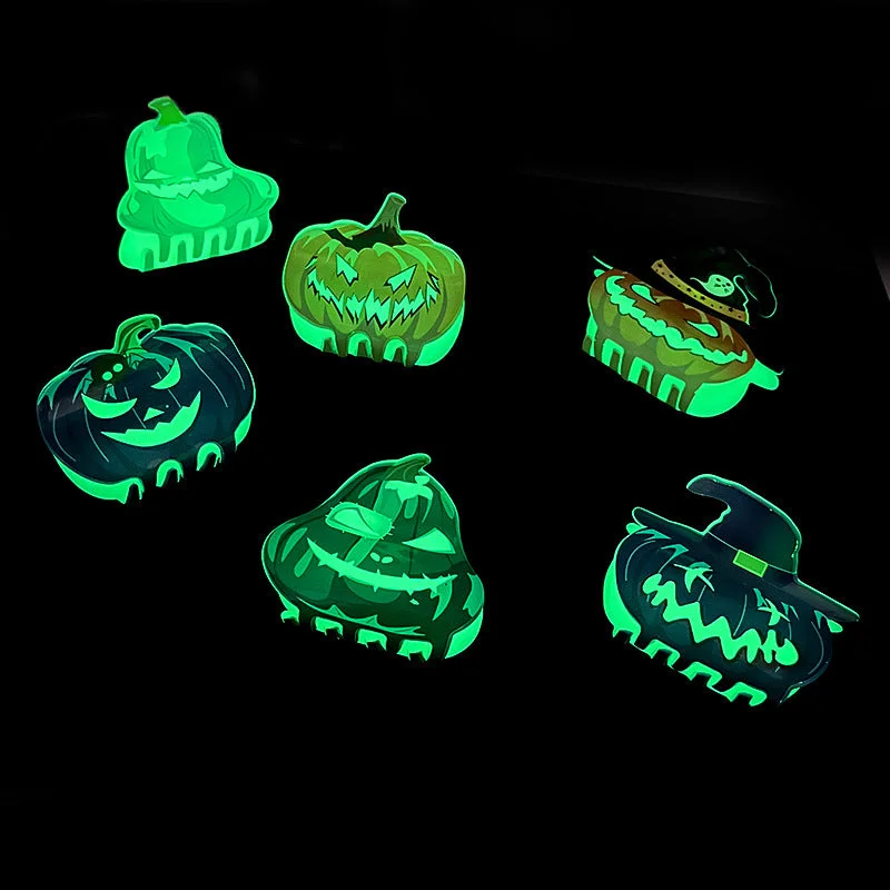 Wholesale Halloween Glow in The Dark Pumpkin Bat Ghost Horror Claw Clip