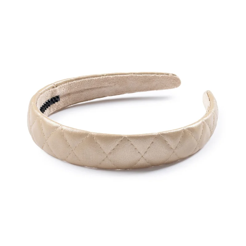 Halo Luxe Ella Quilted Leather Headband - Gold