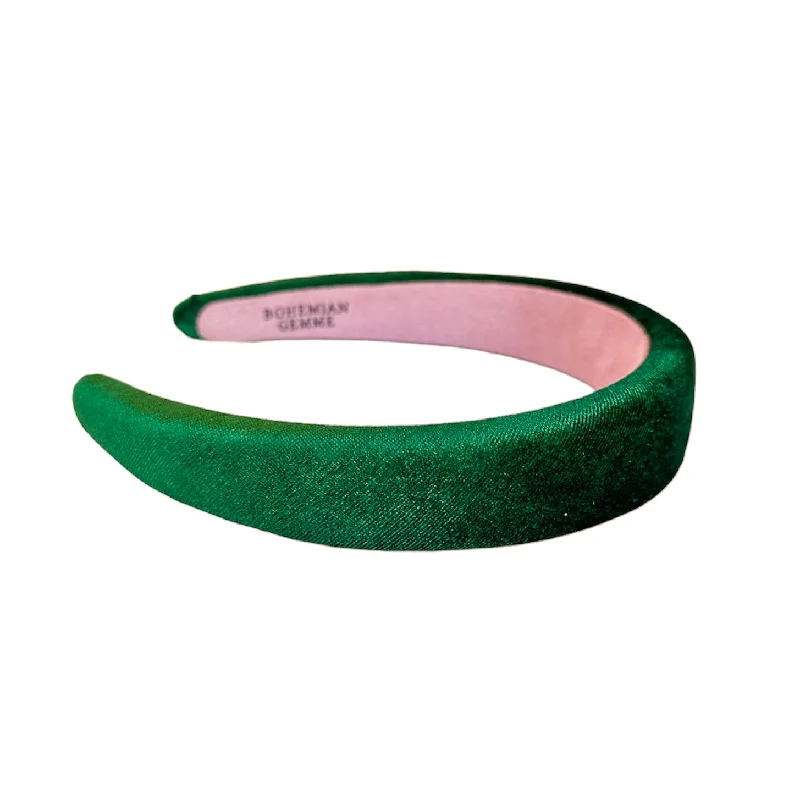 Hunter Green Velvet Slim Headband