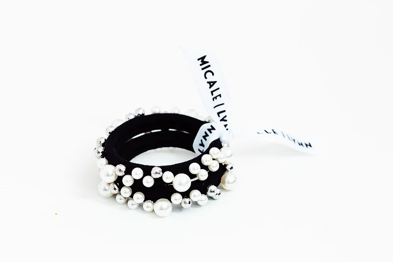 Fancy Black Pearl Hair Tie Set