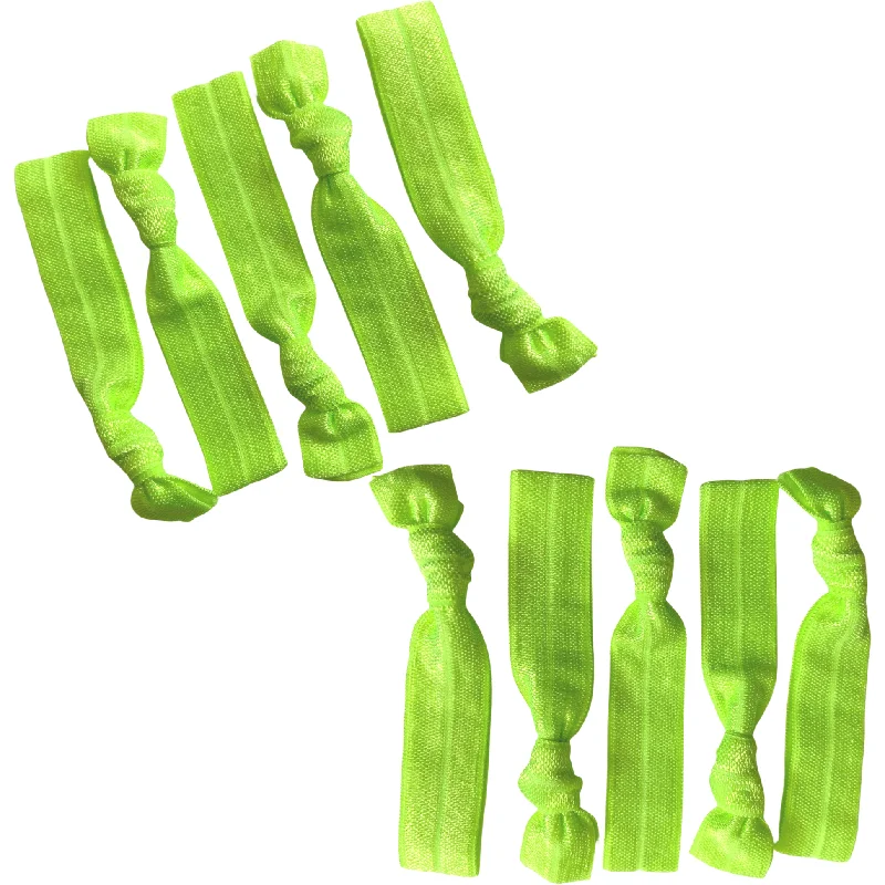 Neon Green Ribbon Hair Ties - 10