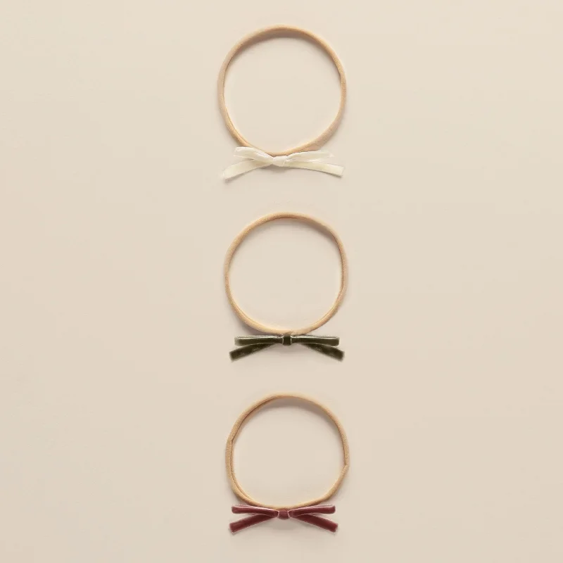 Velvet Bow Headbands - Poppy / Ivory / Olive