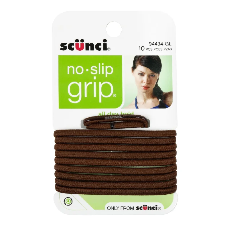 Scunci No Slip Brown Elastics 10pcs