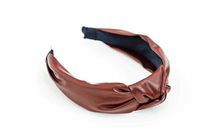 Faux Dark Brown Leather Headband