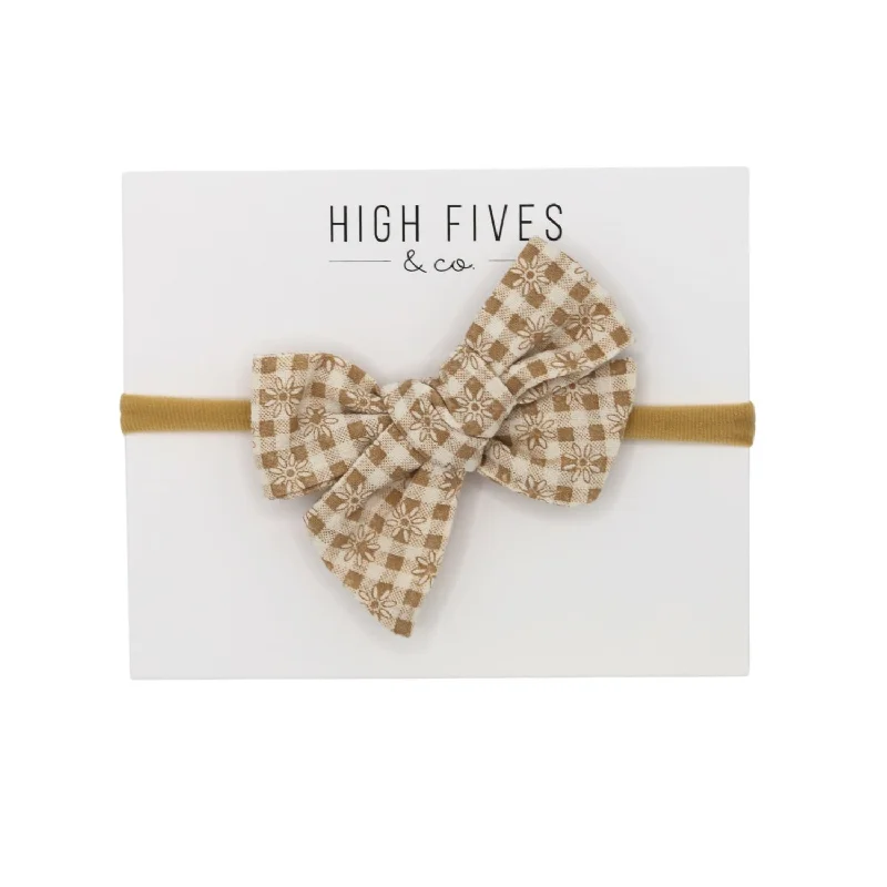 Printed Linen Bow Nylon Headband