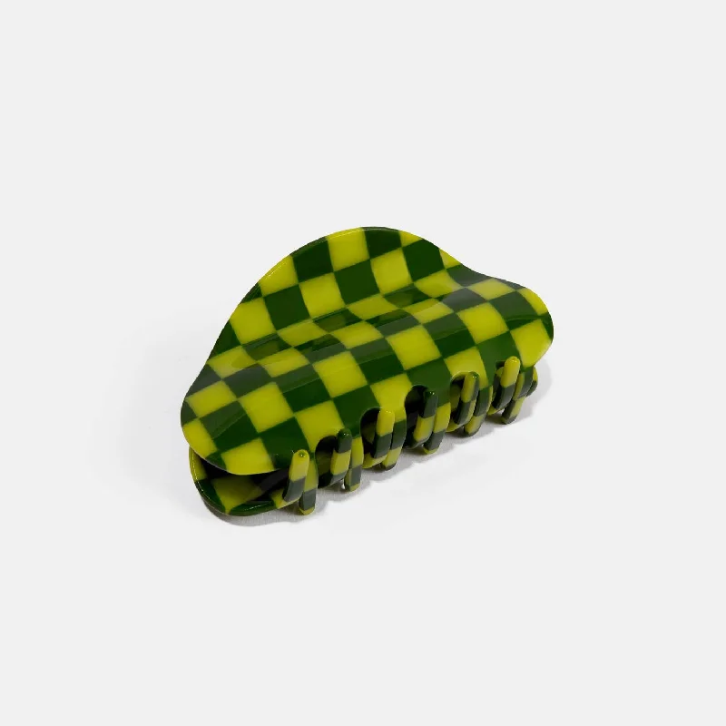 Checker Hair Claw - Dill Green