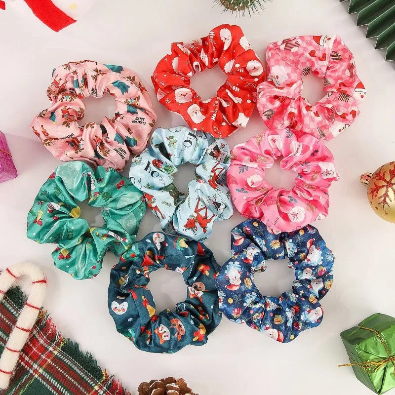 Wholesale Santa Claus Reindeer Christmas Tree Snowflake Snowman Hair Scrunchies